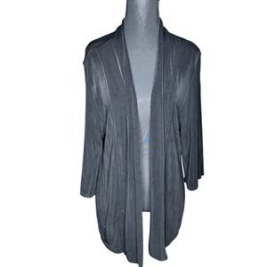 Travelers by Chico's Black Slinky Open Front Cardigan Sweater Size 2
